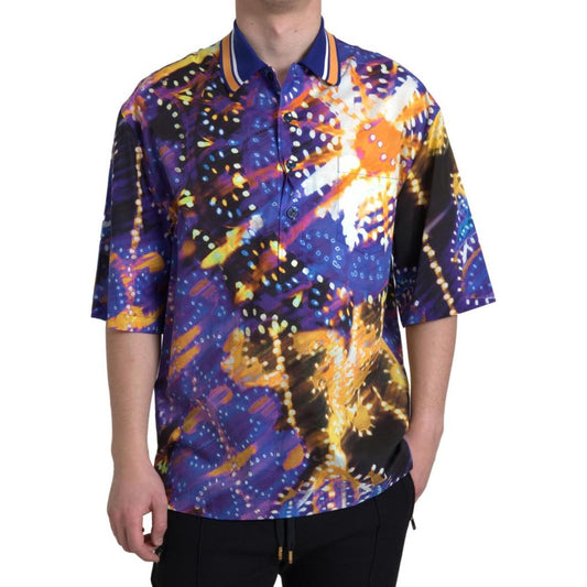 Dolce & Gabbana Luminaire Print Cotton Polo Top Men Shirt TSH84184-44