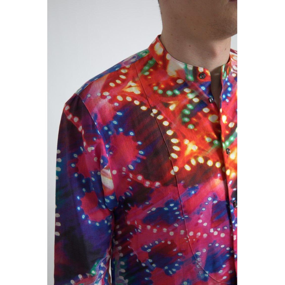 Dolce & Gabbana Multicolor Luminarie Print Linen Shirt