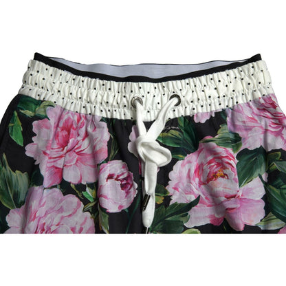 Dolce & Gabbana Multicolor Peony Joggers Cotton Men Pants