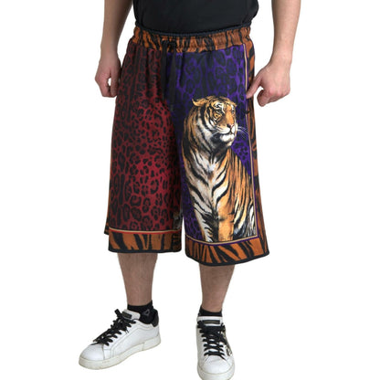 Dolce & Gabbana Multicolor Tiger Print Men Bermuda Shorts