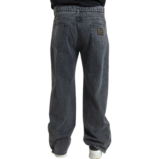 Dolce & Gabbana Dark Gray Cotton Straight Fit Men Denim Jeans PAN74864-48