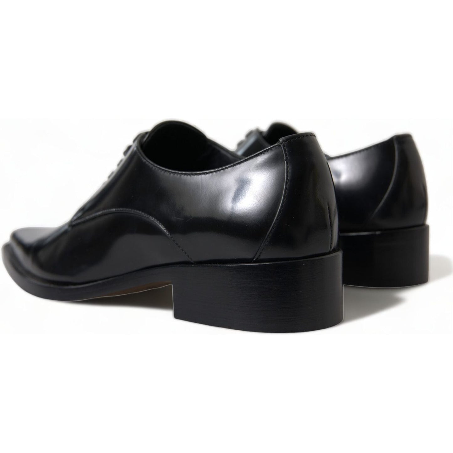 Dolce & Gabbana Black Leather Lace Up Formal Flats Shoes LA10446-38