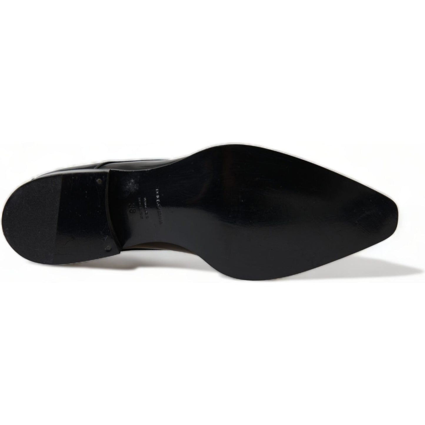 Dolce & Gabbana Black Leather Lace Up Formal Flats Shoes LA10446-38