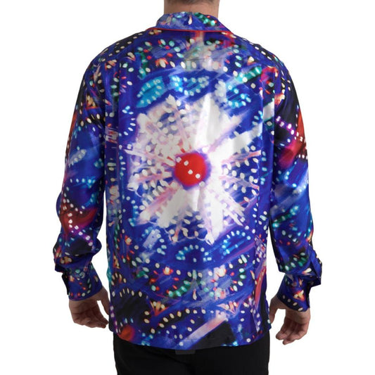 Dolce & Gabbana Multicolor Silk Psychedelic Print Men Pajama Shirt TSH84191-40