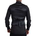 Dolce & Gabbana Elegant Gold Silk Formal Vest Dolce & Gabbana Black