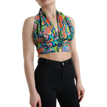 Dolce & Gabbana Multicolor Halter Sleeveless Cropped Tank Top TSH84276-40