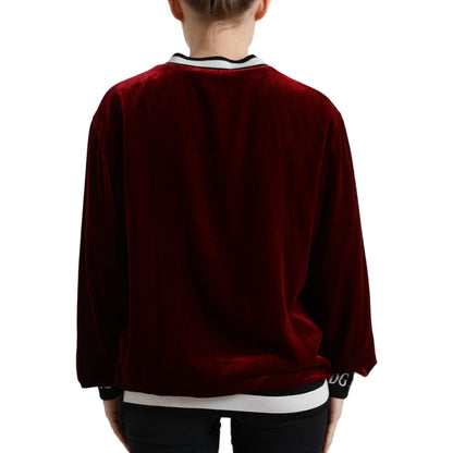 Dolce & Gabbana Bordeaux Velvet Crew Neck Pullover Sweater