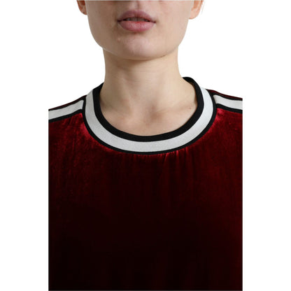 Dolce & Gabbana Bordeaux Velvet Crew Neck Pullover Sweater