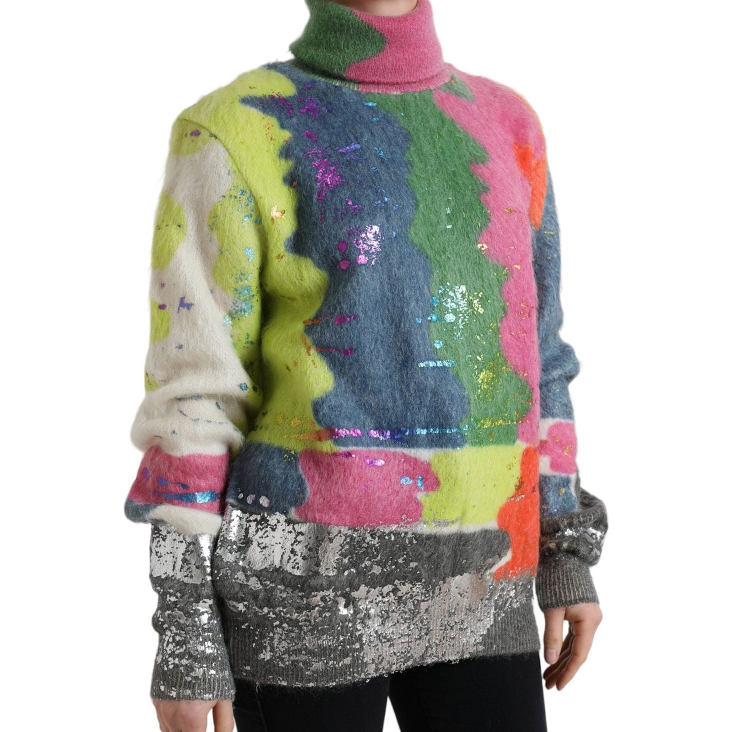 Dolce & Gabbana Multicolor Mohair Turtleneck Pullover Sweater
