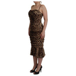 Dolce & Gabbana Brown Leopard Print Ruched Midi Dress DR28713 -36