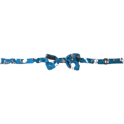 Dolce & Gabbana Blue Jazz Club Silk Adjustable Neck Papillon Bow Tie