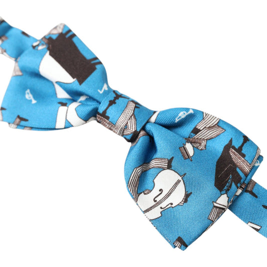 Dolce & Gabbana Blue Jazz Club Silk Adjustable Neck Papillon Bow Tie FT3777