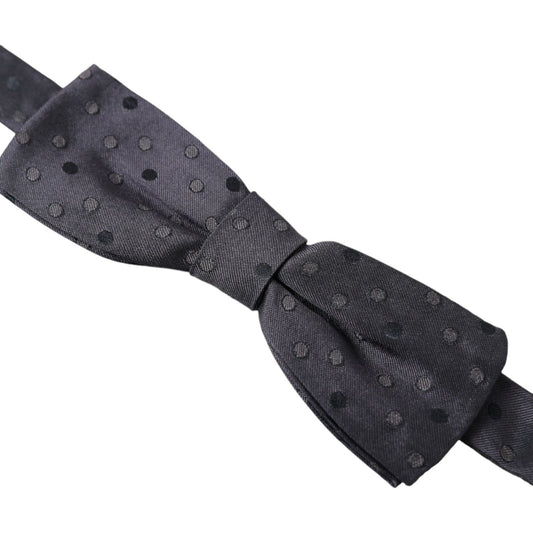 Dolce & Gabbana Blue Polka Dot Silk Adjustable Neck Men Papillon Bow Tie FT3814