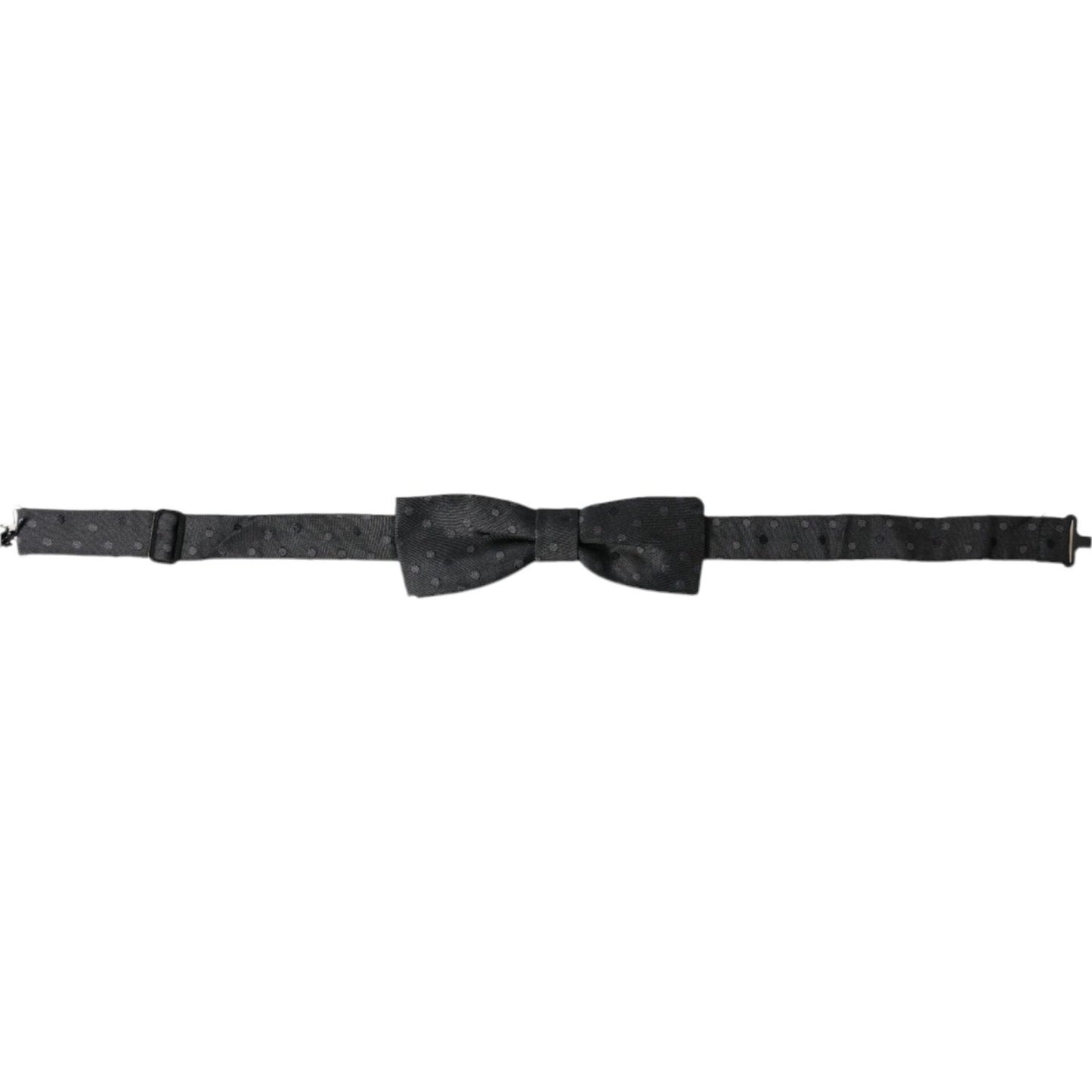 Dolce & Gabbana Gray Polka Dot Silk Adjustable Neck Men Papillon Bow Tie