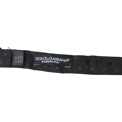 Dolce & Gabbana Gray Polka Dot Silk Adjustable Neck Men Papillon Bow Tie