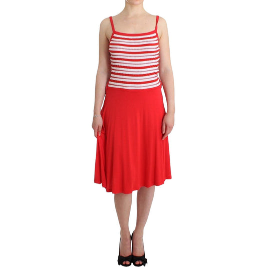 Roccobarocco Red striped jersey A-line dress SIG11590-1