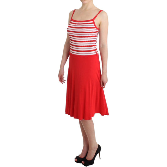 Roccobarocco Red striped jersey A-line dress SIG11590-1