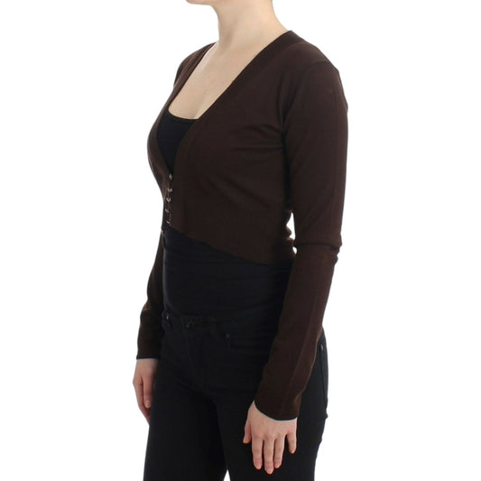 Cavalli Brown cropped wool cardigan SIG11622-3