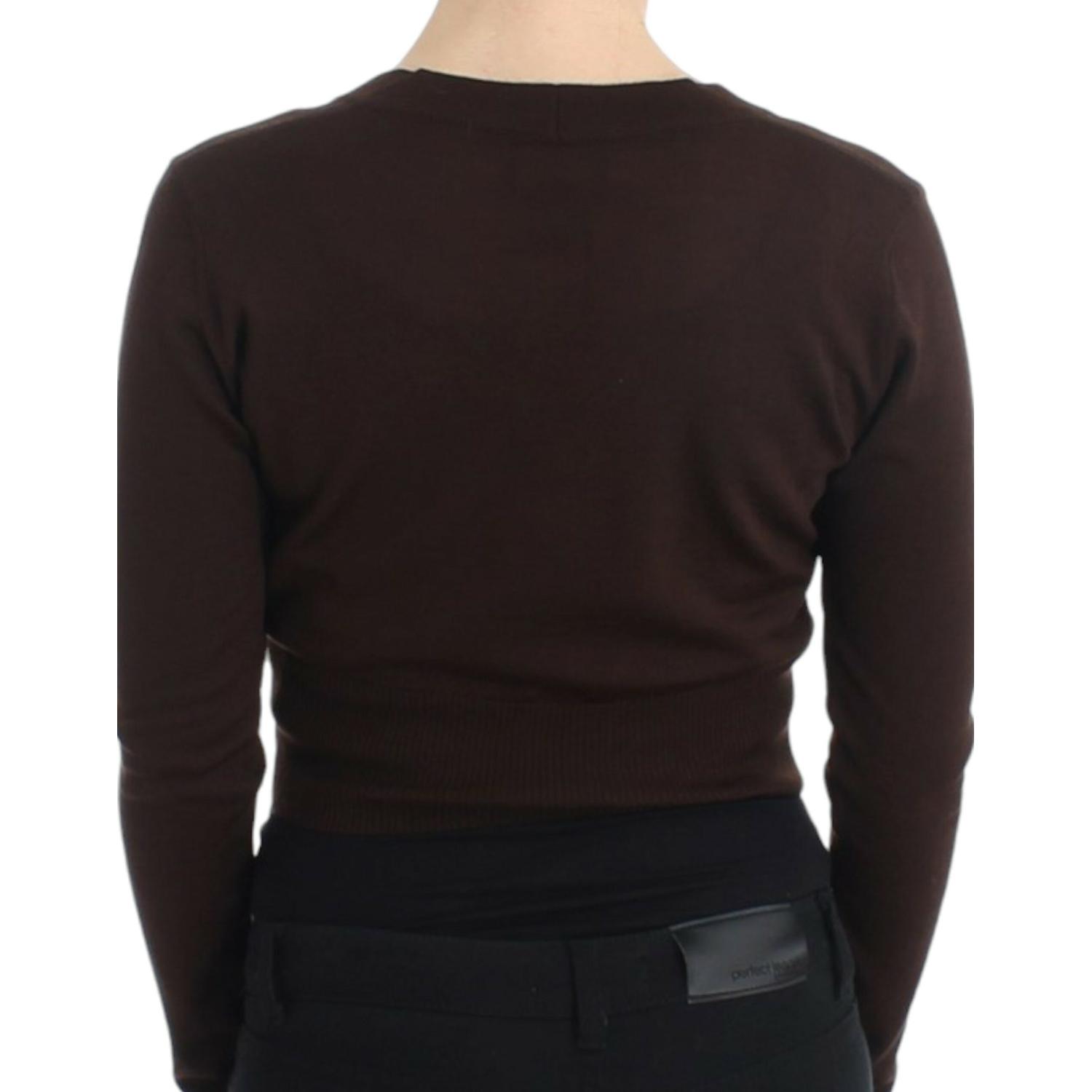 Cavalli Brown cropped wool cardigan