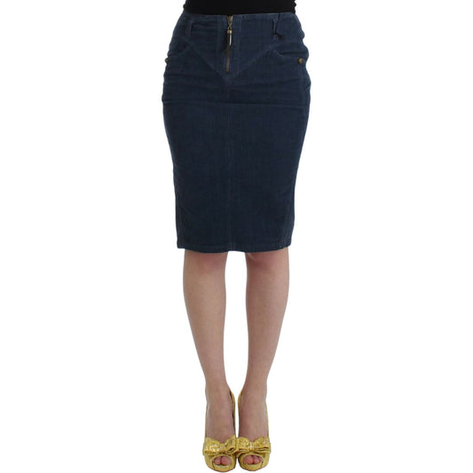 Cavalli Blue corduroy pencil skirt SIG11824-1