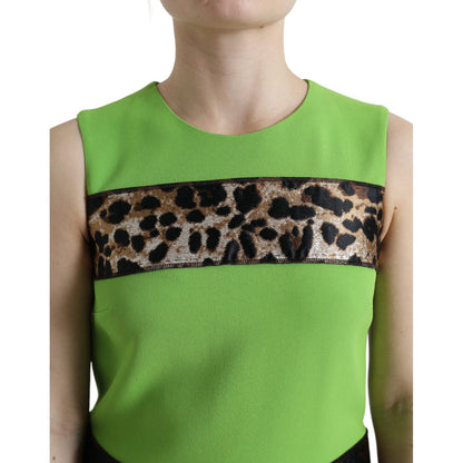 Dolce & Gabbana Apple Green Sleeveless Panelled Shift Dress