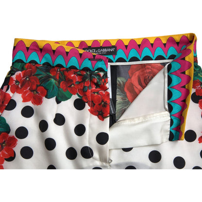 Dolce & Gabbana Multicolor Floral Polka Dot Hot Pants Shorts