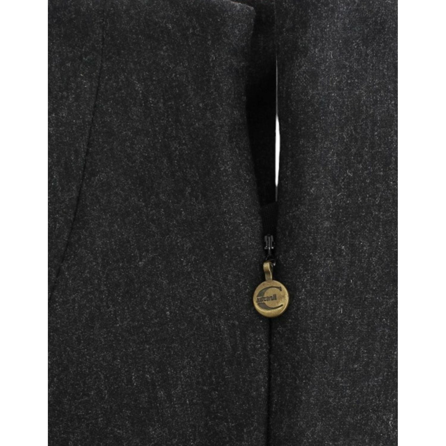 فستان رمادي أنيق بدون حمالات من كافالي مع لمسات ذهبية