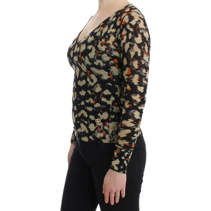 Cavalli Multicolor v-neck wool jumper