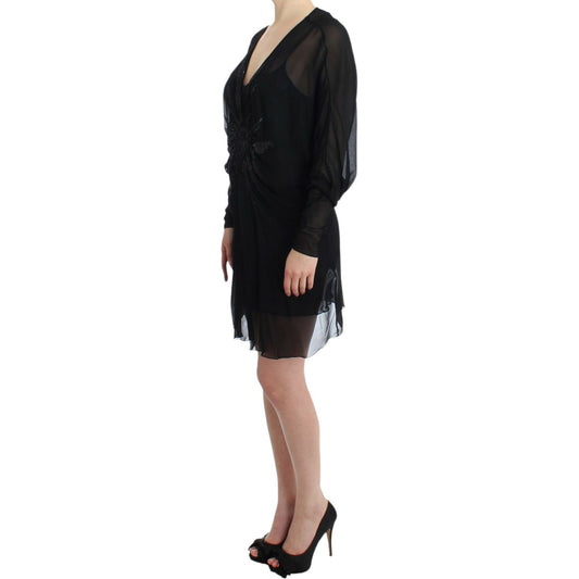 Cavalli Black long sleeve silk dress SIG11635-2
