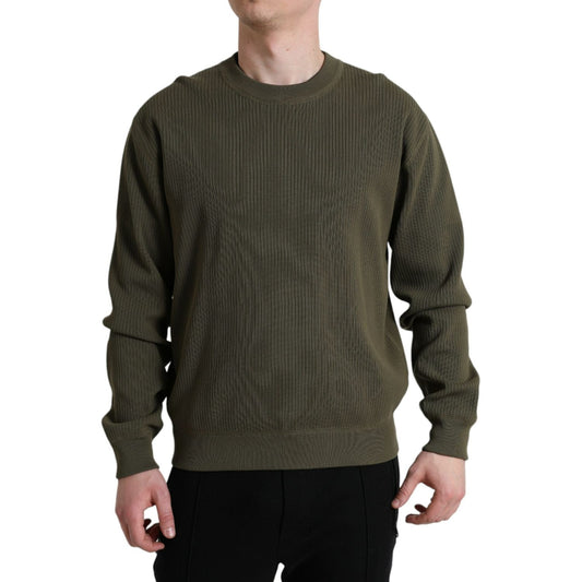 Dolce & Gabbana Green Cotton Crew Neck Men Pullover Sweater TSH84758-48