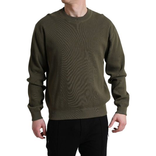 Dolce & Gabbana Green Cotton Crew Neck Men Pullover Sweater TSH84758-48
