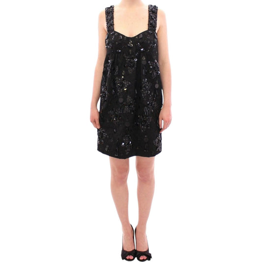 Dolce & Gabbana Black floral crystal embedded dress GSD12640-2