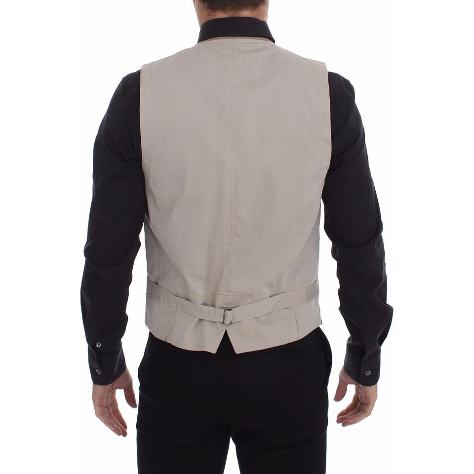 Dolce & Gabbana Beige Cotton Slim Fit Button Front Dress Vest GSS10421-1