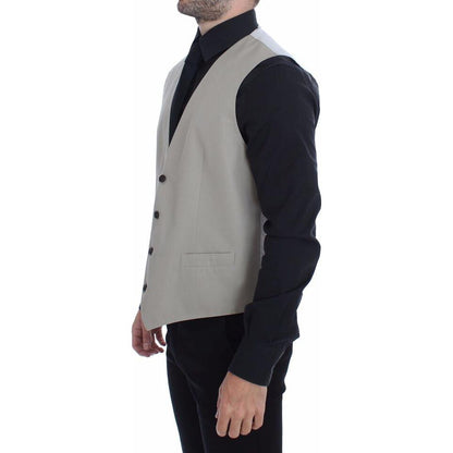 Dolce & Gabbana Beige Cotton Silk Blend Dress Vest Blazer