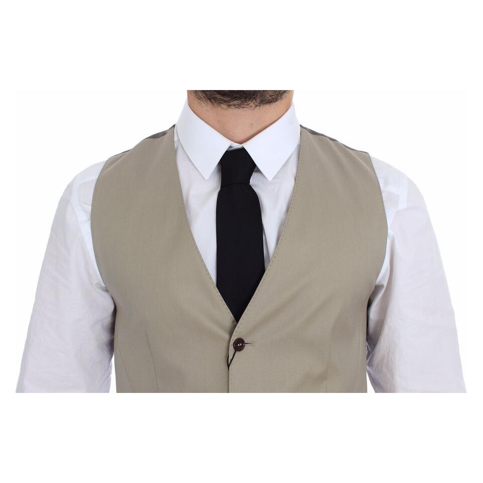 Dolce & Gabbana Beige Cotton Dress Vest Blazer Jacket VES10087-1