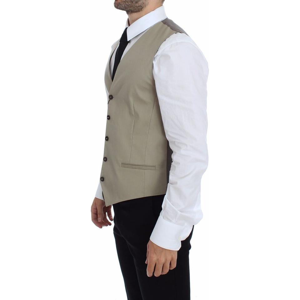 Dolce & Gabbana Beige Cotton Dress Vest Blazer Jacket VES10087-1