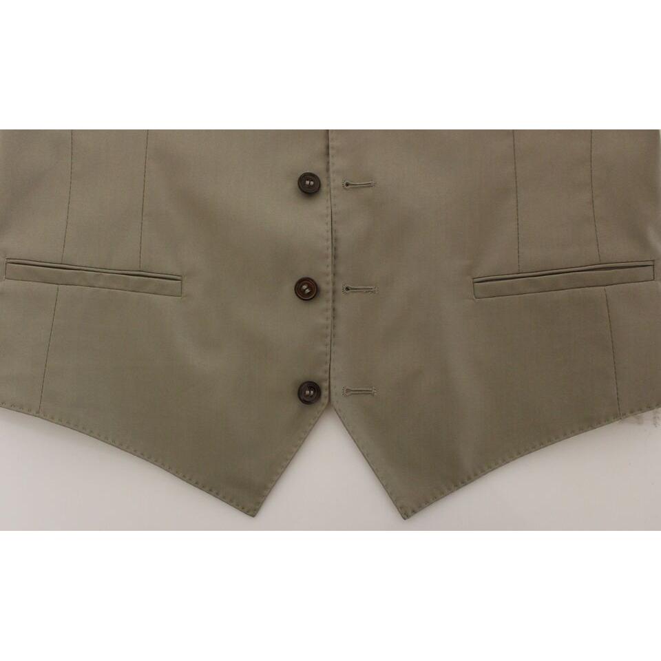 Dolce & Gabbana Beige Cotton Dress Vest Blazer Jacket VES10087-1