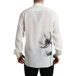 Dolce & Gabbana White Floral Collared Dress Silk Shirt TSH84739-40