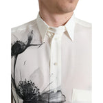 Dolce & Gabbana White Floral Collared Dress Silk Shirt TSH84739-40