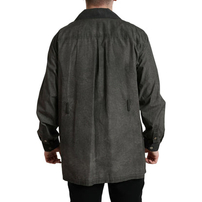 Dolce & Gabbana Dark Gray Cotton Collared Long Sleeves Shirt