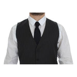 Dolce & Gabbana Gray Striped Wool Single Breasted Vest GSS12012-1