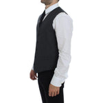Dolce & Gabbana Black Striped Wool Single Breasted Vest GSS12010-1