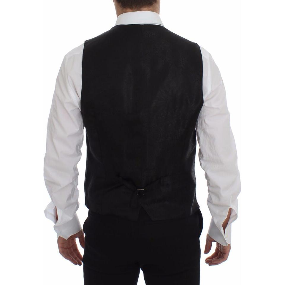 Dolce & Gabbana Black Striped Wool Logo Vest Gilet Weste GSS12032-1