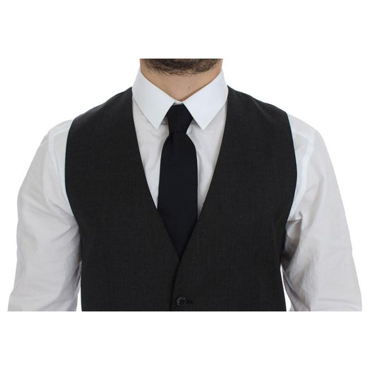 Dolce & Gabbana Gray Wool Formal Dress Vest Gilet Weste GSS12057-1