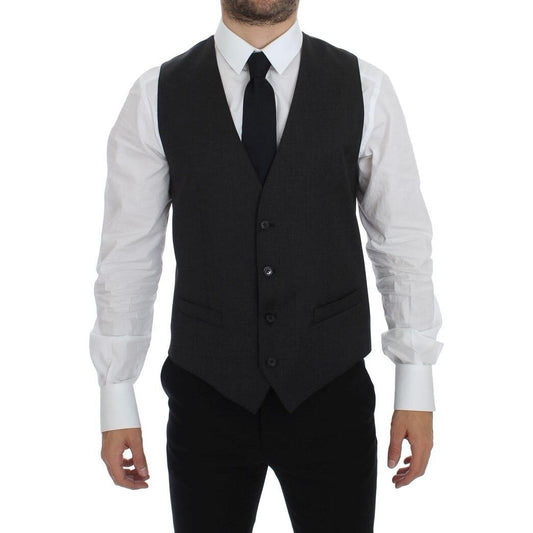 Dolce & Gabbana Gray Wool Formal Dress Vest Gilet Weste GSS12057-1
