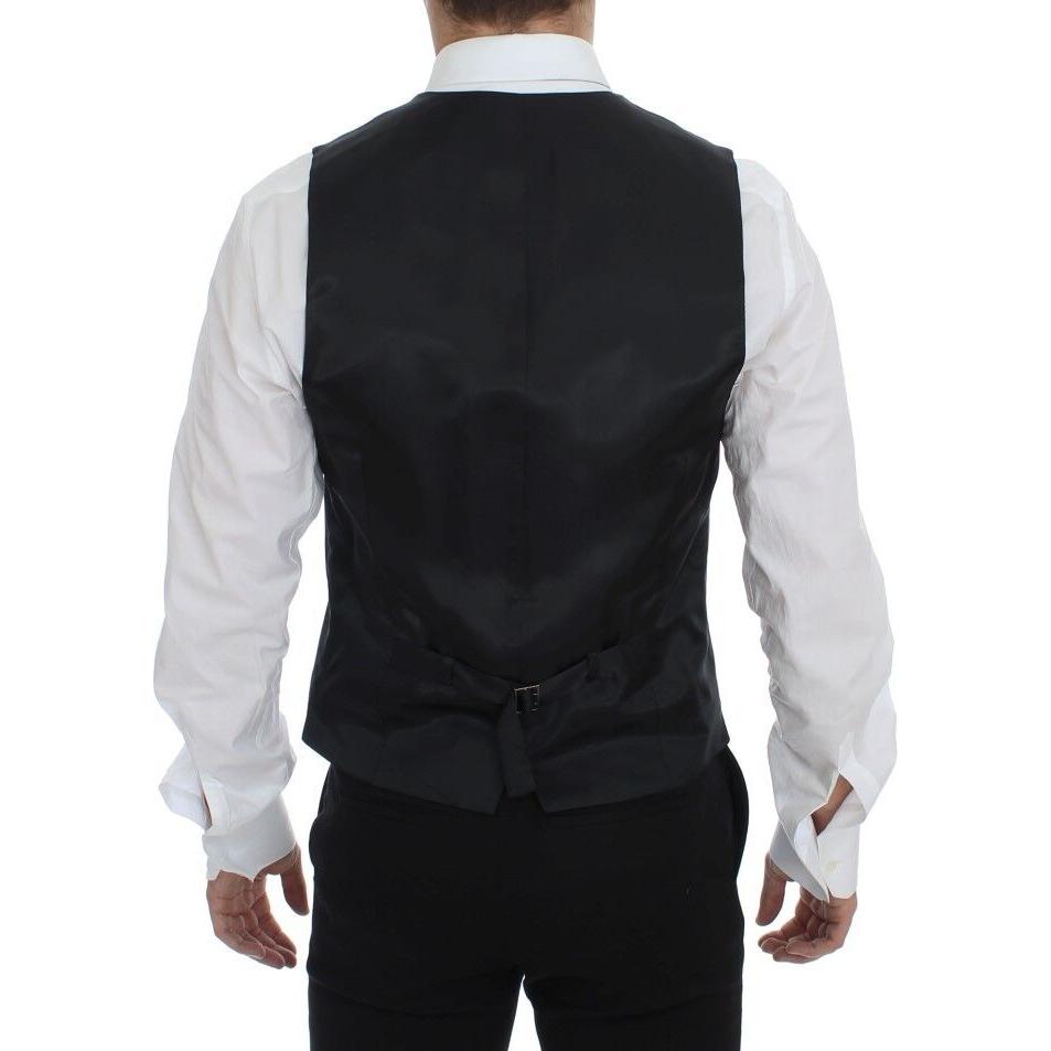 Dolce & Gabbana Gray Striped Wool Single Breasted Vest GSS12004-1