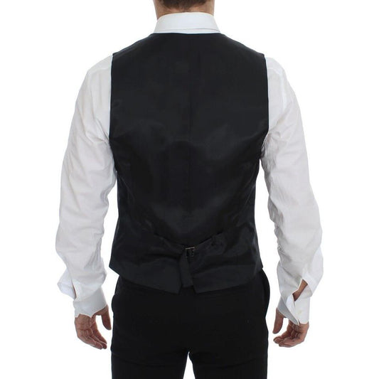Dolce & Gabbana Gray Striped Wool Single Breasted Vest GSS12004-1