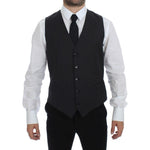Dolce & Gabbana Gray Striped Wool Single Breasted Vest GSS12004-1