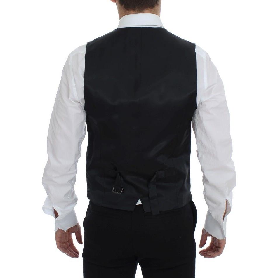 Dolce & Gabbana Gray Striped Wool Single Breasted Vest GSS12007-1
