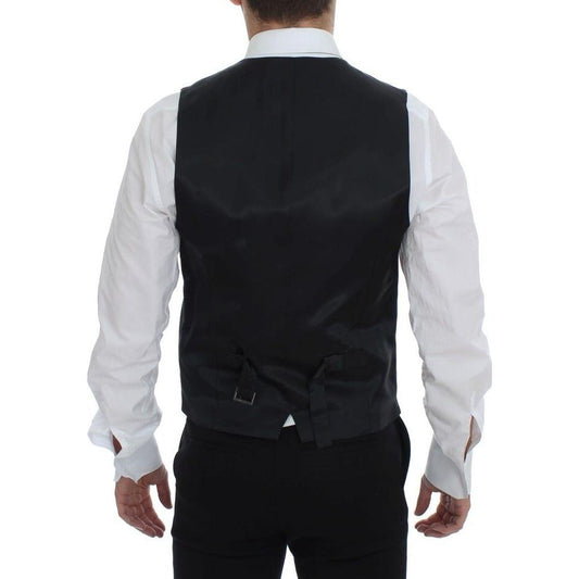 Dolce & Gabbana Gray Striped Wool Single Breasted Vest GSS12007-1